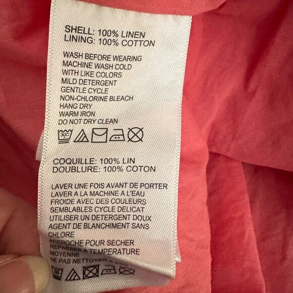 Tommy Bahama Pink Linen Shift Dress Large Sleeveless Pockets Lined Beach Resort - Picture 8 of 11